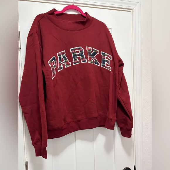 Parke Women's Red Sweatshirt with Plaid Accents